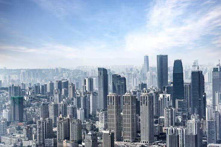 Industrial transportation and logistics system with material handling equipment in warehouse